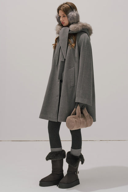 Fur Collar Wool Coat