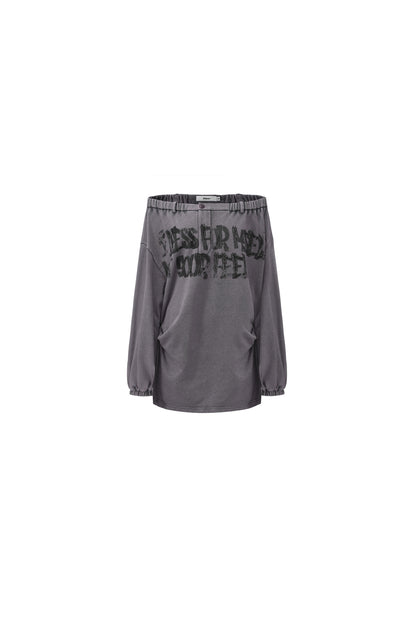 Cracked Graffiti Off-Shoulder T-Shirt