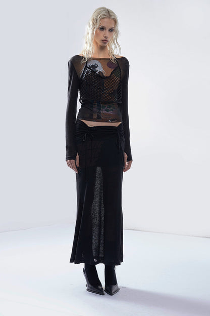Punk English Printed Tencel Fishtail Skirt