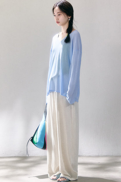 Linen Blend Air Wide-Leg Trousers