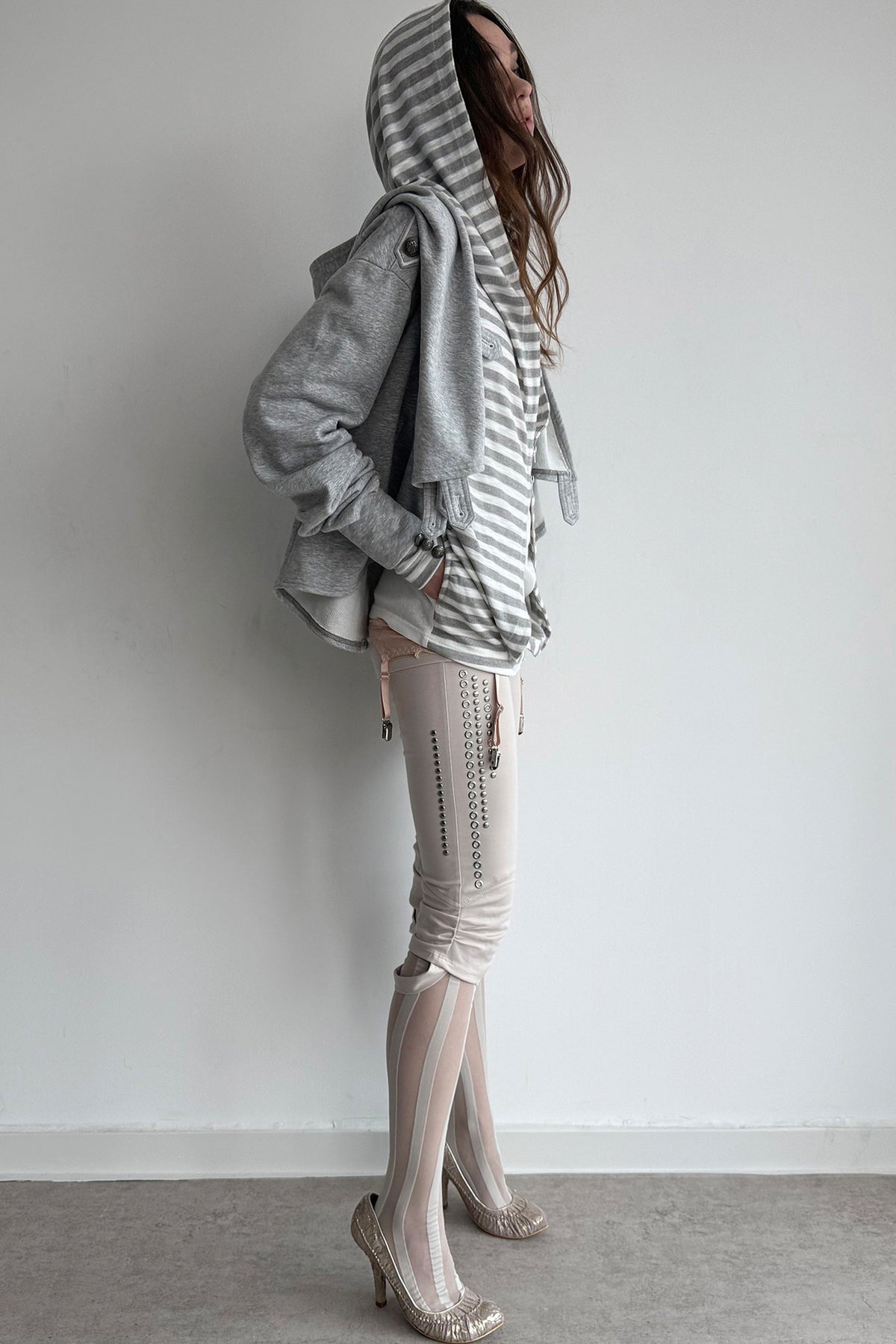 Asymmetrical Hooded Cape Sweatshirt Jacket