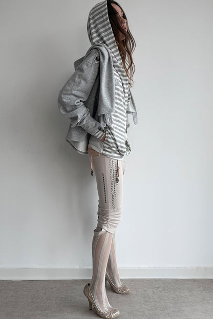Asymmetrical Hooded Cape Sweatshirt Jacket