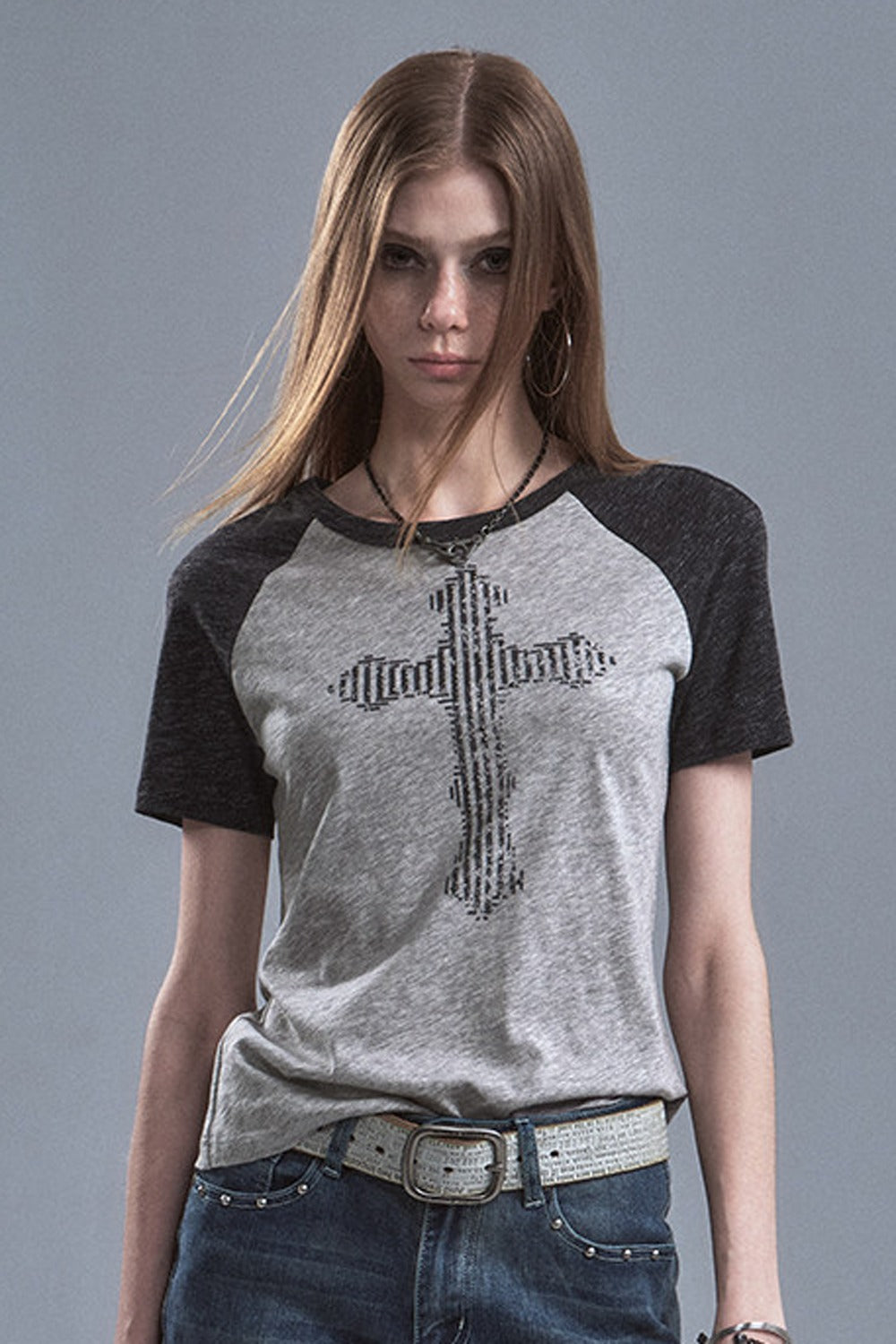 Oberteil aus Tencel mit Kreuz-Print