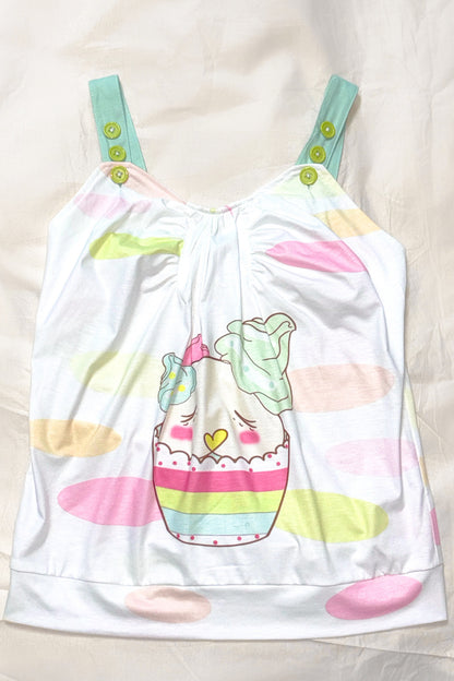 Candy Cupcake Button Shoulder Camisole