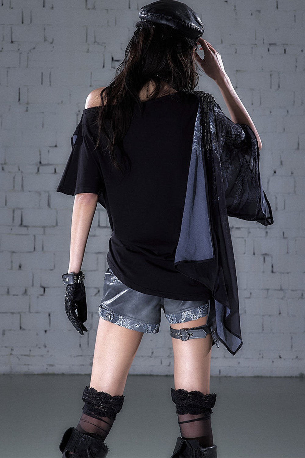 Off-Shoulder Print Chiffon Top