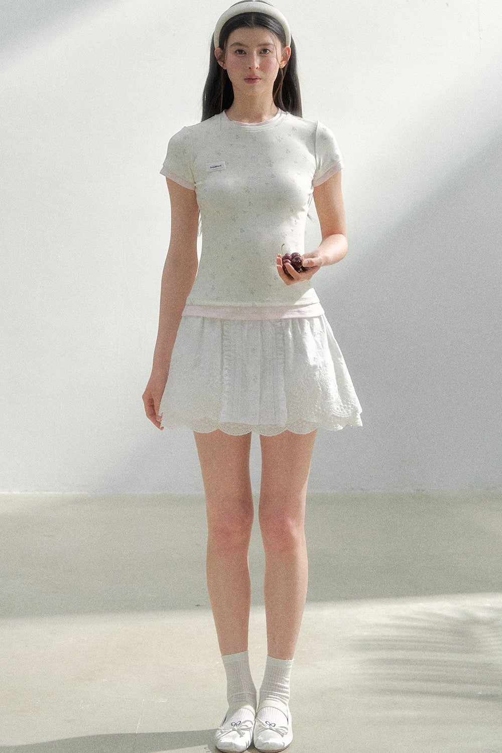Pure White Embroidered A-Line Skirt