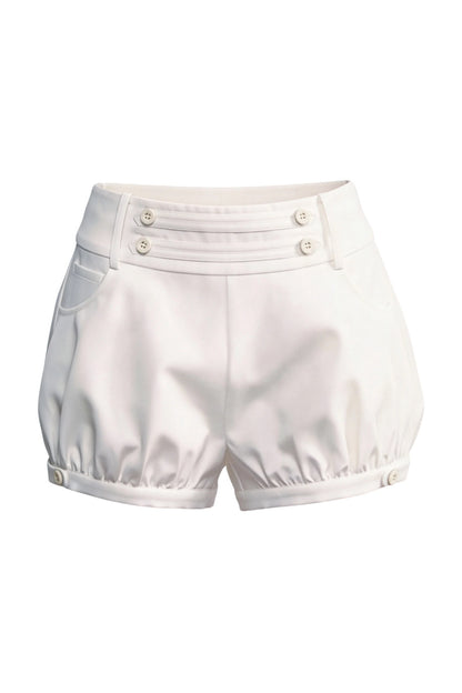 French Retro Buttoned Lantern Shorts