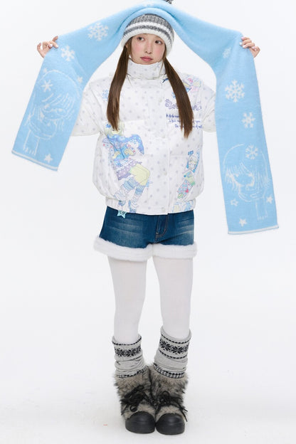 Star Polka Dot Hooded Down Jacket