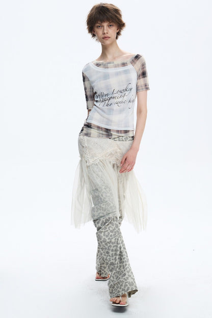 Deconstructed Distressed Leopard Scimitar Pants