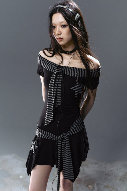 Striped Star Pendant Tie Dress