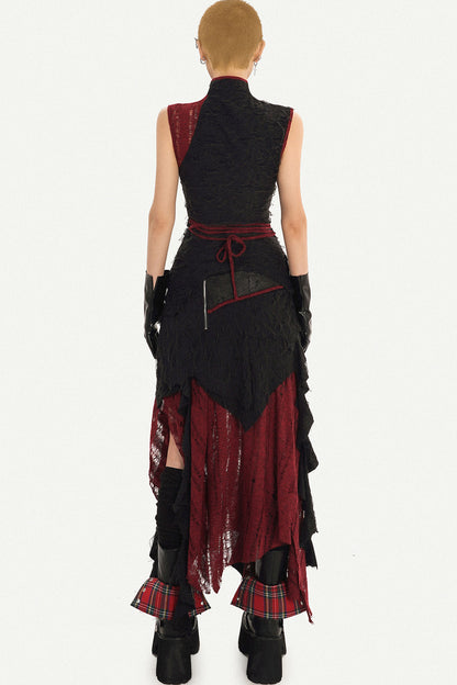 Gothic Cheongsam Sleeveless Top and Long Skirt Set-Up