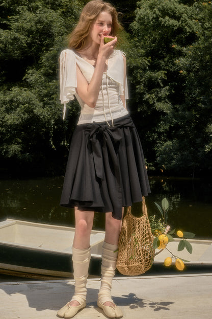 Cape-Style Short-Sleeve Top and Dress Set-Up