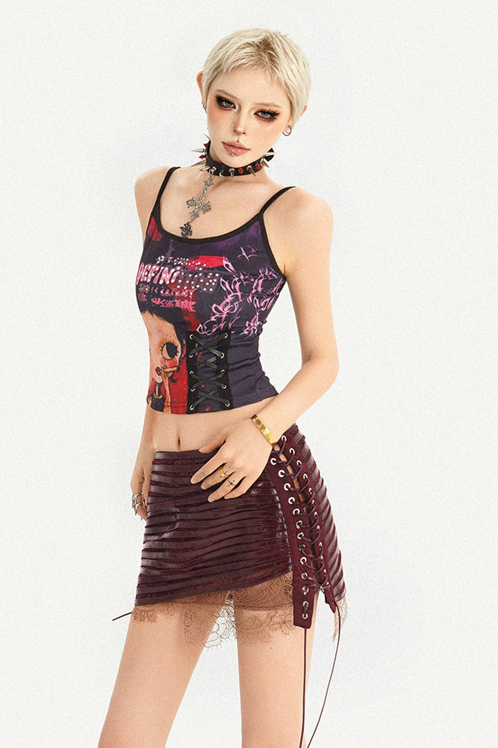 Gothic Lace Pleated Skirt