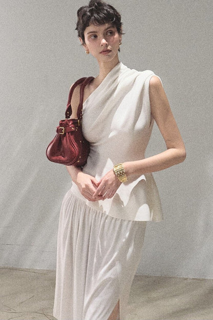 White Asymmetrical Lyocell Top