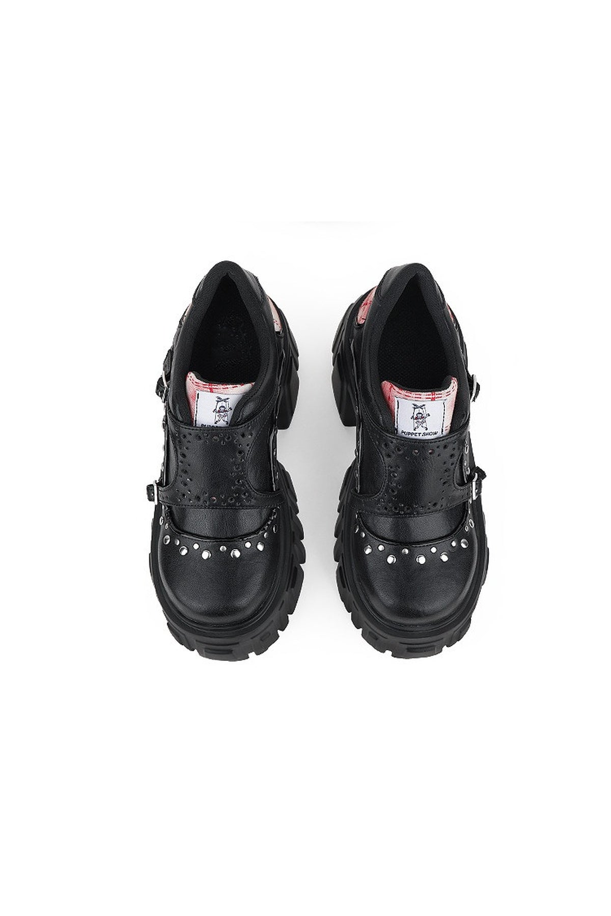 Black Platform Single Shoes With Buckle