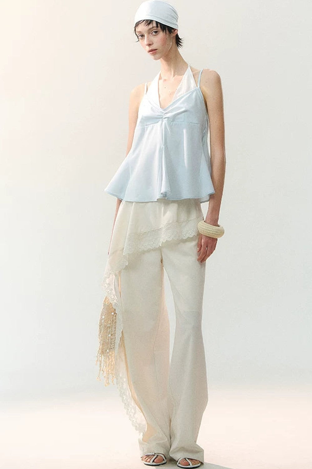 Mulberry Silk Asymmetrical Wide-Leg Pants