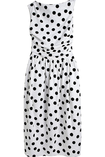 Off-Shoulder Polka Dot Twist Tie Dress