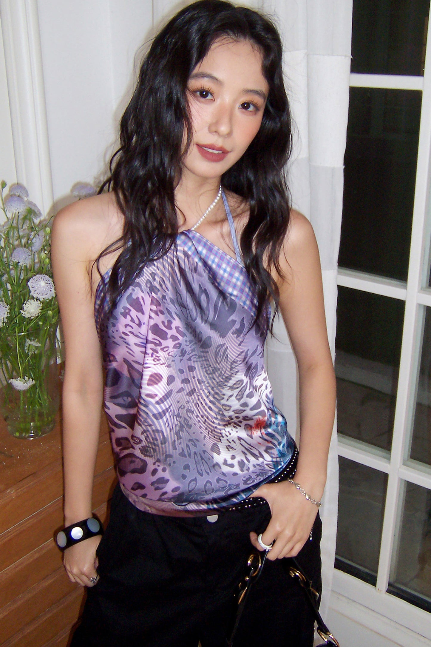 Floral Satin Silk Scarf