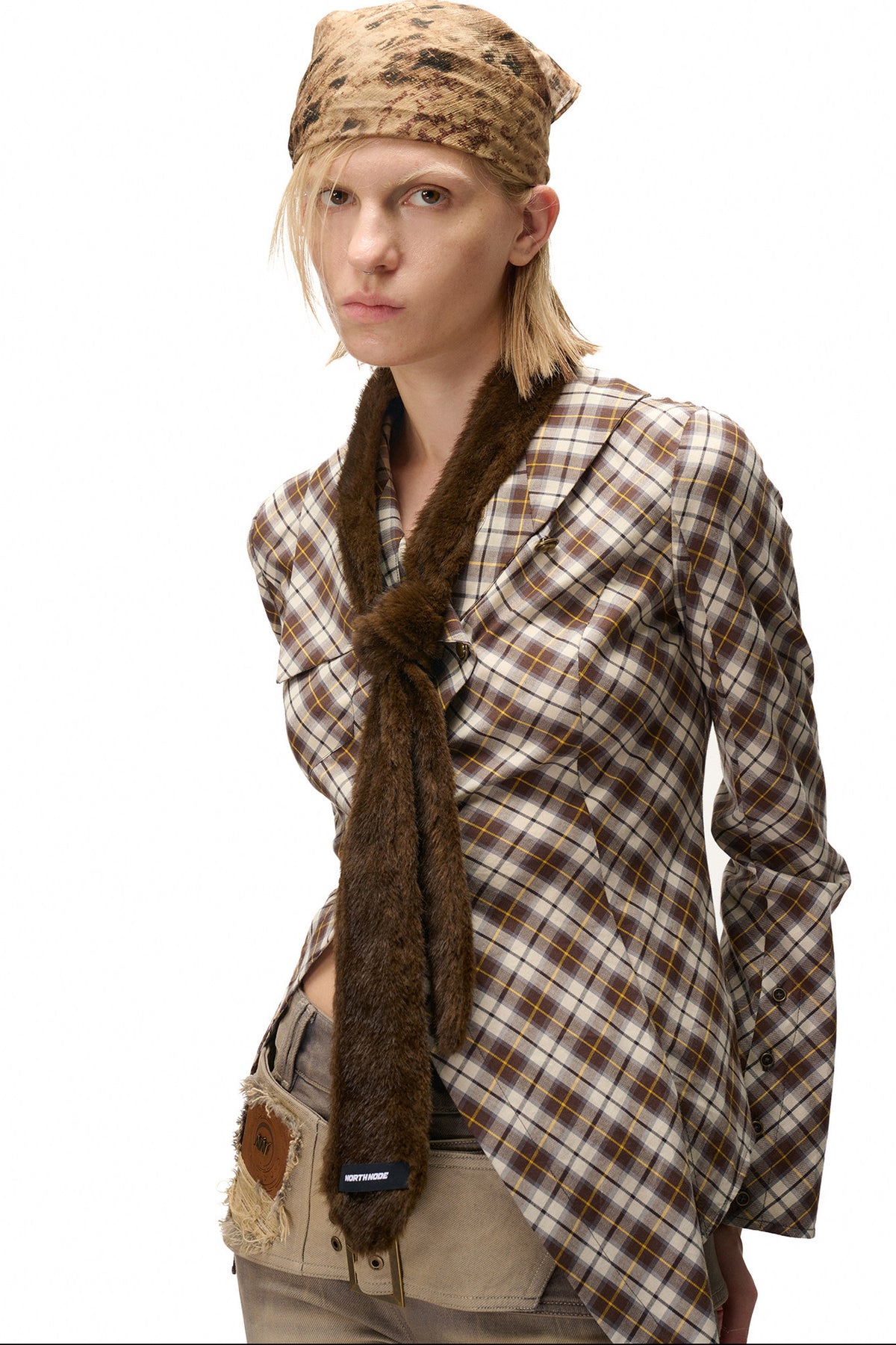 Furry Leopard Print Tie Scarf