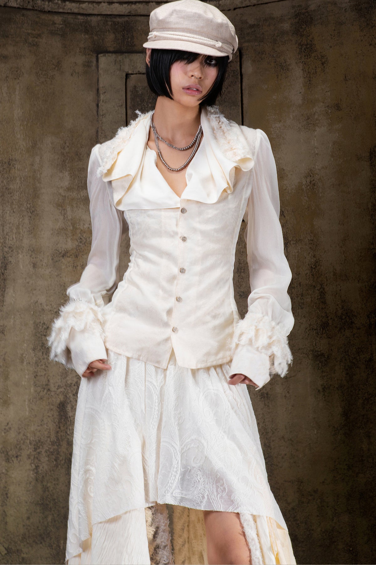 Layered Collar Chiffon Shirt