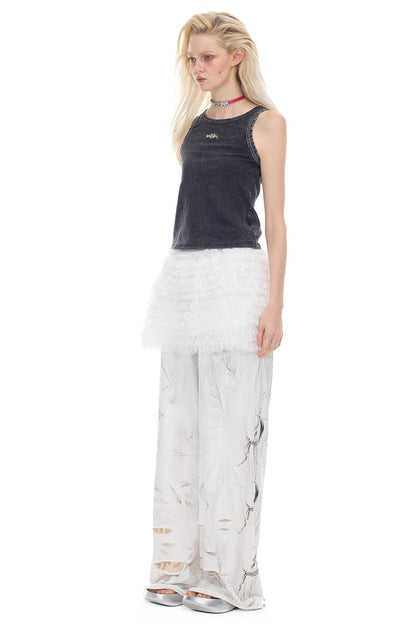 Detachable Layered Patchwork Lace Loose Pants