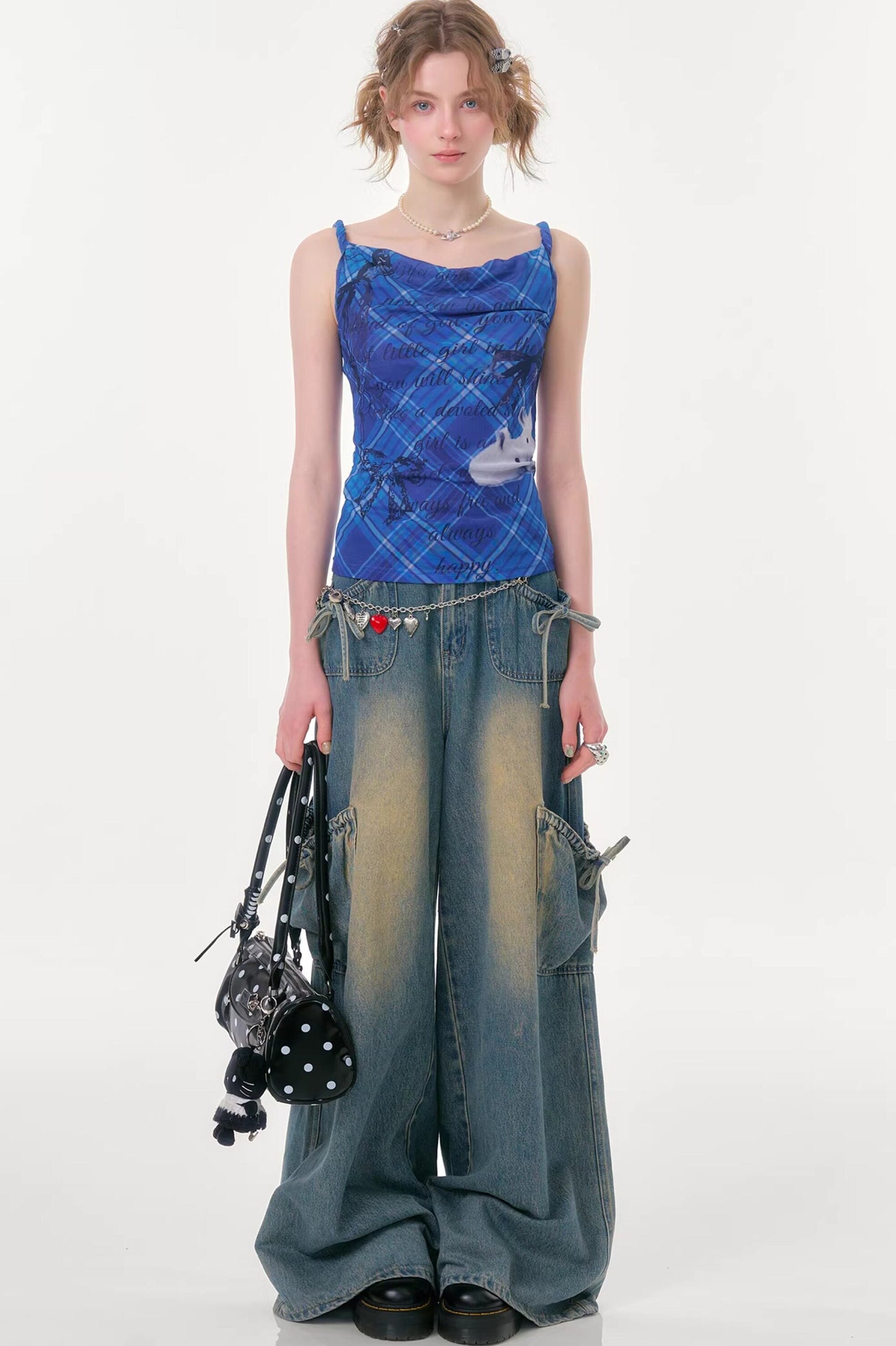 Klein Blue Rabbit Plaid Top