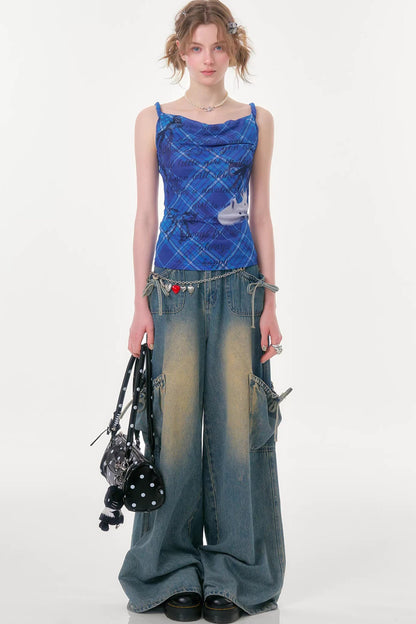 Klein Blue Rabbit Plaid Top