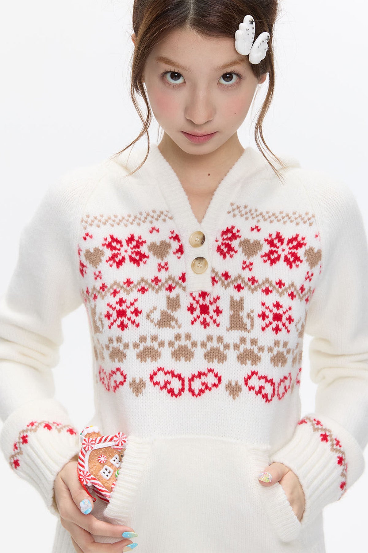 Fair Isle Knit Hoodie