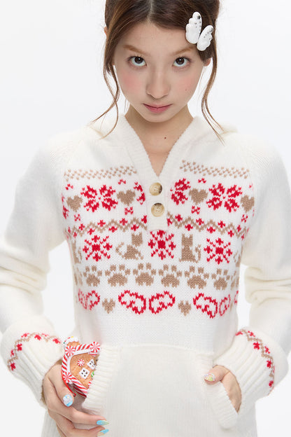 Fair Isle Knit Hoodie