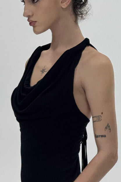 Black Backless Tie Camisole
