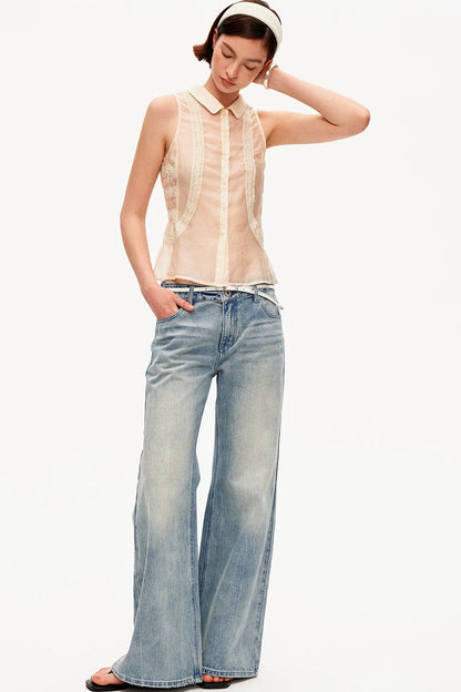 Beige Lace Polo Tencel Camisole
