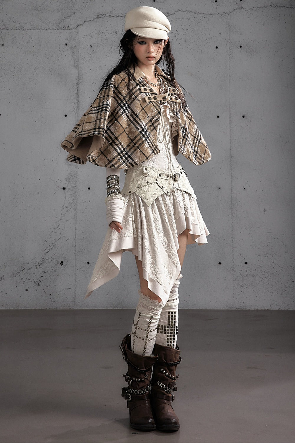 Punk Print Layered-Look Ruffle Irregular Dress