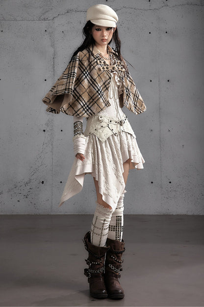 Punk Print Layered-Look Ruffle Irregular Dress