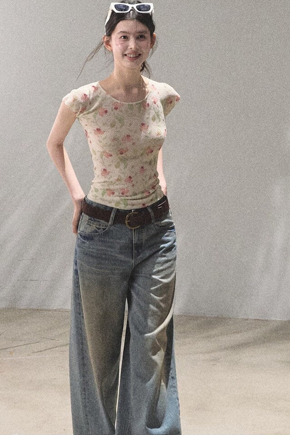 Vintage Hand-Painted Wide Leg Jeans Set