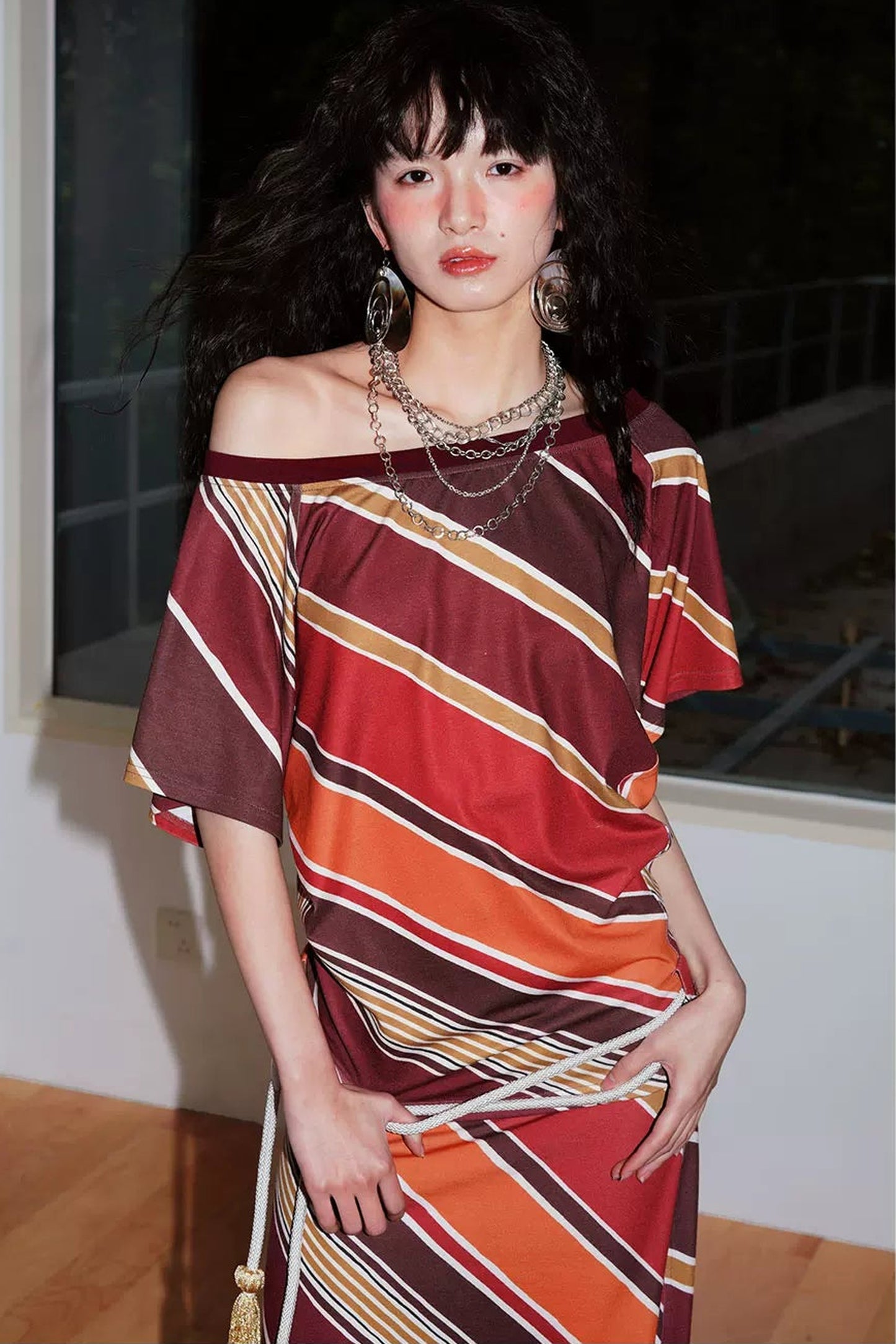Color-Block Off-Shoulder Dress