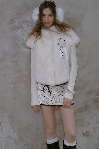Brooch Short Fur Coat Vest