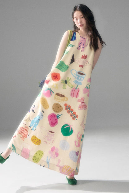 Qianshan Hand-Painted Tank Dress
