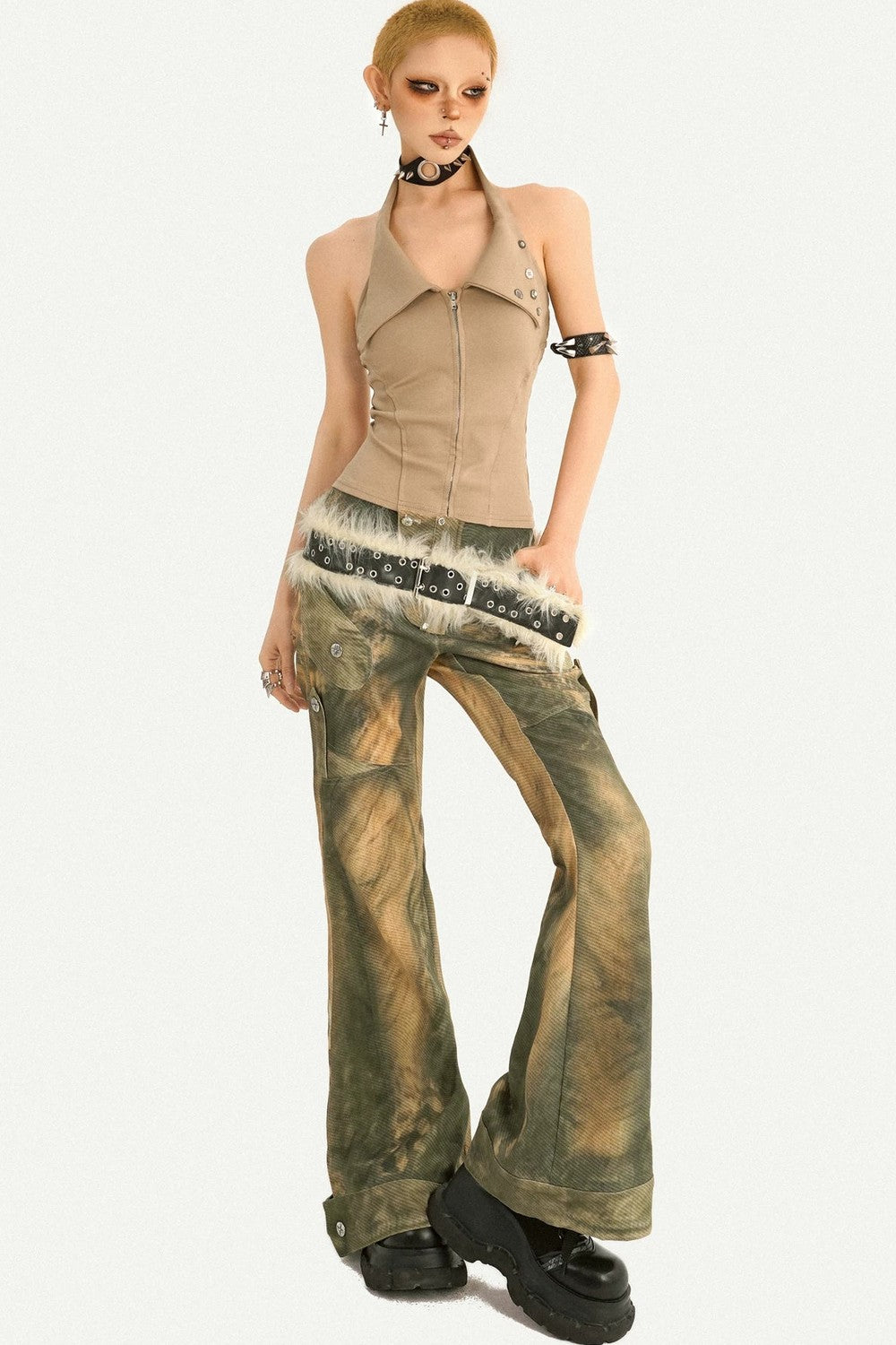 Lapel Zipper Sleeveless Vest