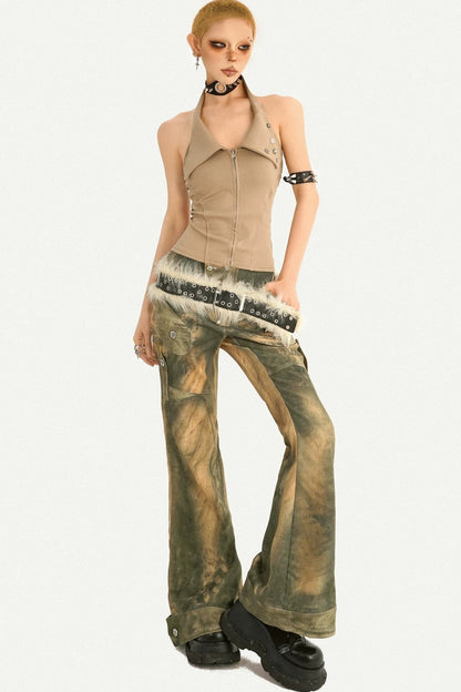 Lapel Zipper Sleeveless Vest