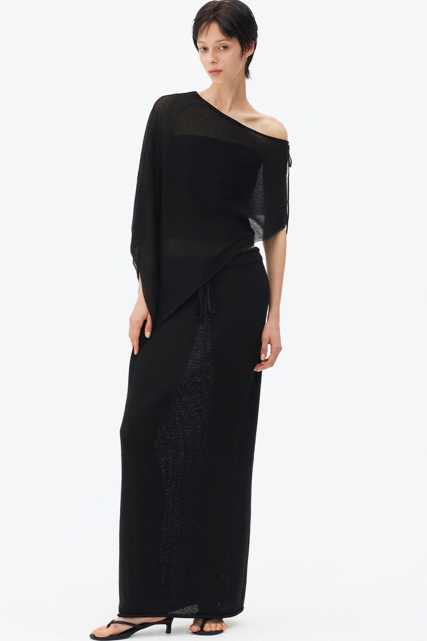 Irregular Linen Asymmetrical Cape Set-Up