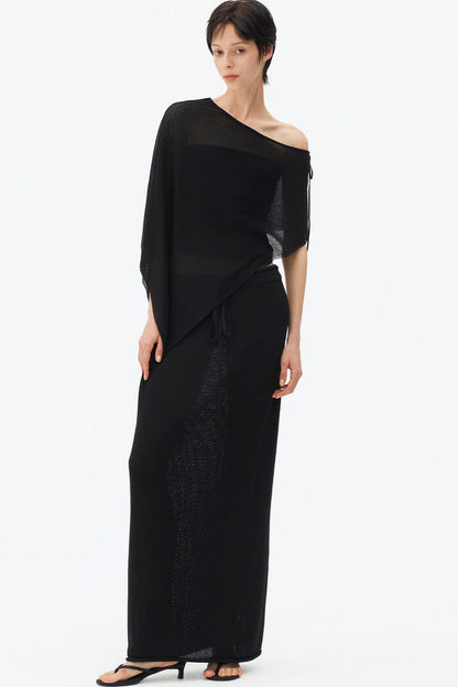 Irregular Linen Asymmetrical Cape Set-Up