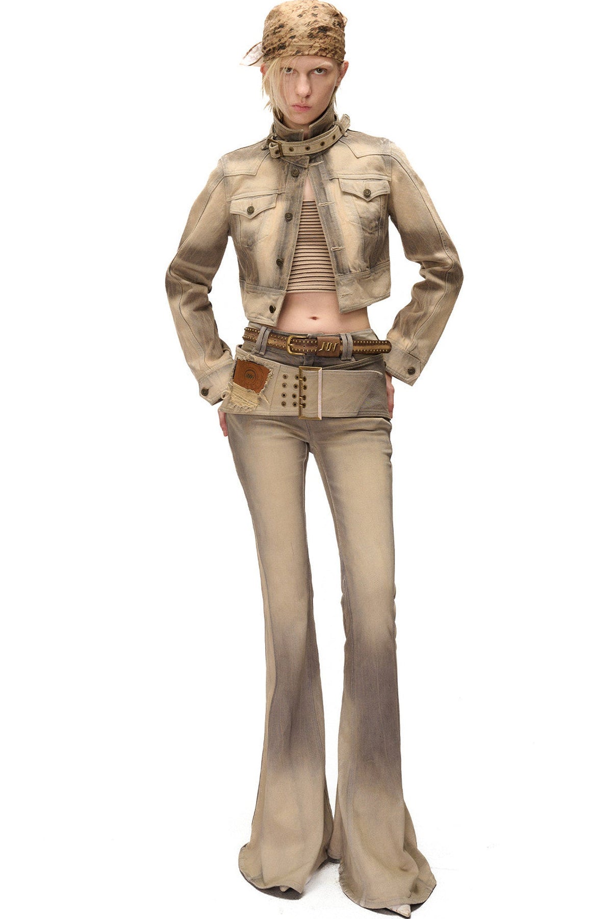 Vintage-Jeansjacke in Used-Optik, Grau