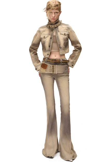 Vintage-Jeansjacke in Used-Optik, Grau