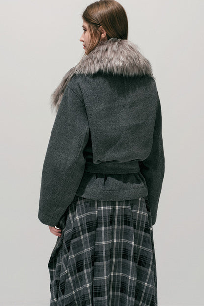 Fur Collar Wool Coat