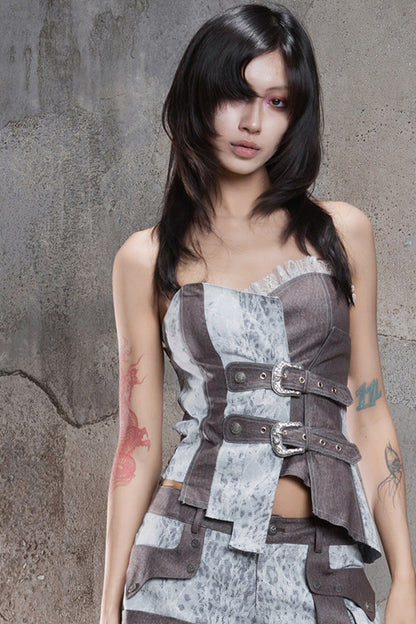 Punk Laced Irregular Tube Top