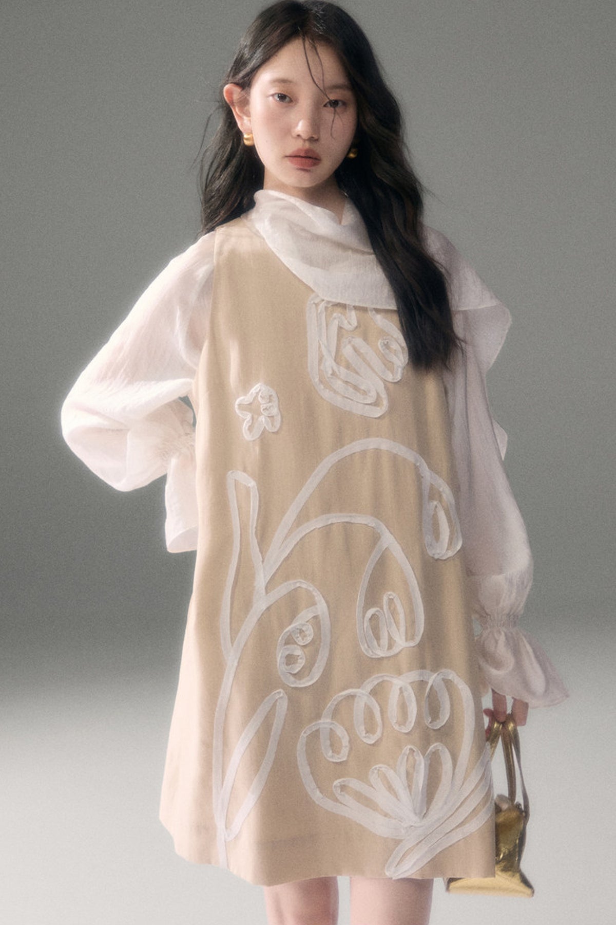 3D Floral Bird Tencel Dress