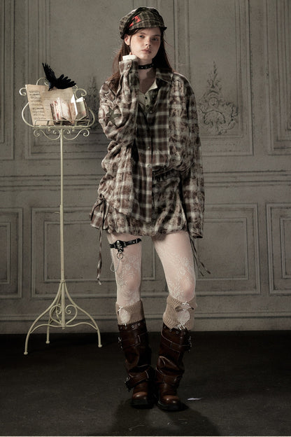 Coffee-Colored Plaid Shirt