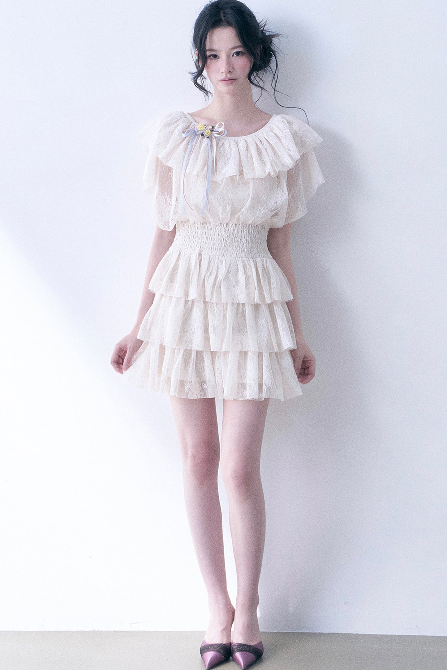 Layered Lace Ruffle Dress