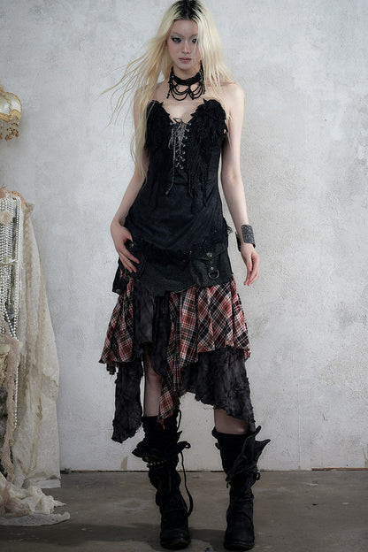 Retro Suede Embroidered Bustier Vest