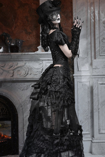 Gothic Off-Shoulder Tulle Top